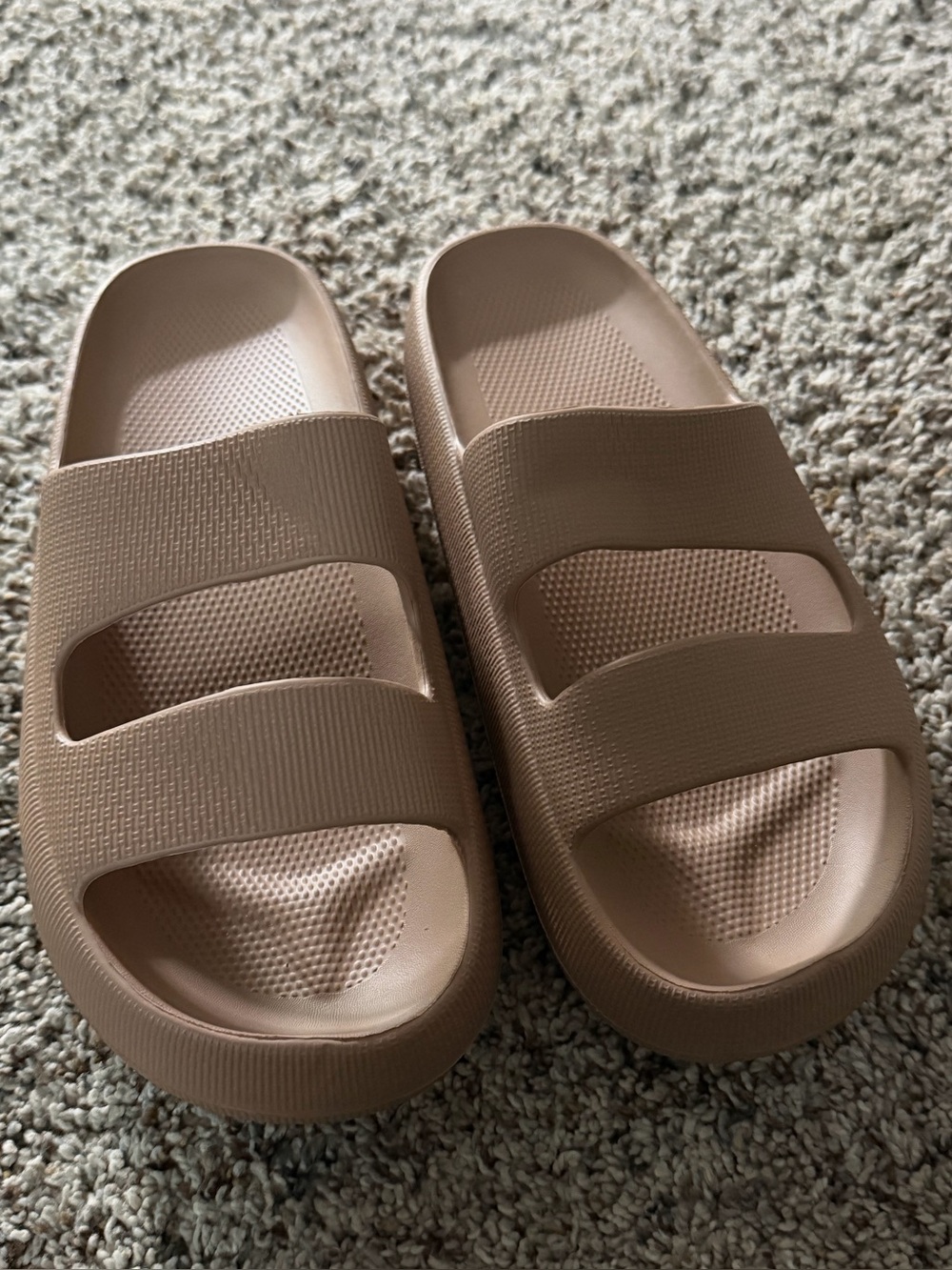 Women’s Sandals Neutral Nude Double-Strap Slide Sandals Sz 38 7.5